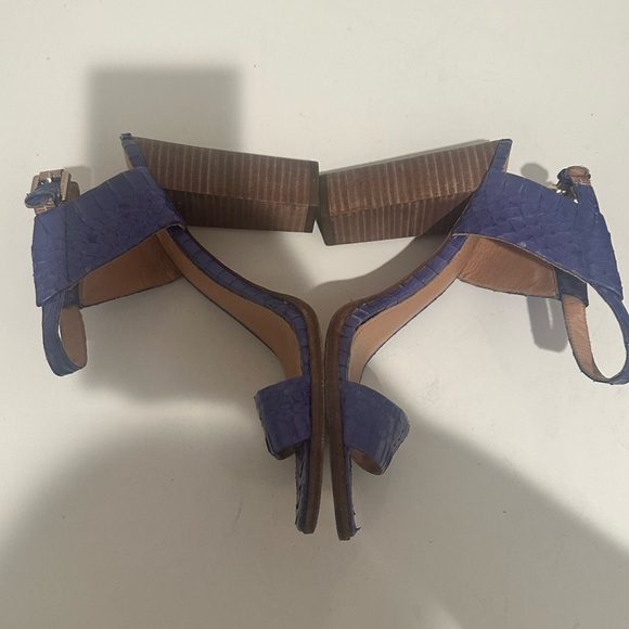 COACH Lexey Leather Snakeskin Chunky Open Toe Sandals Deep Marine Blue Size 8 - Picture 8 of 12